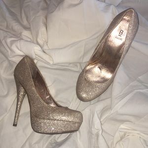 Bakers Gold Glitter Platform Heels